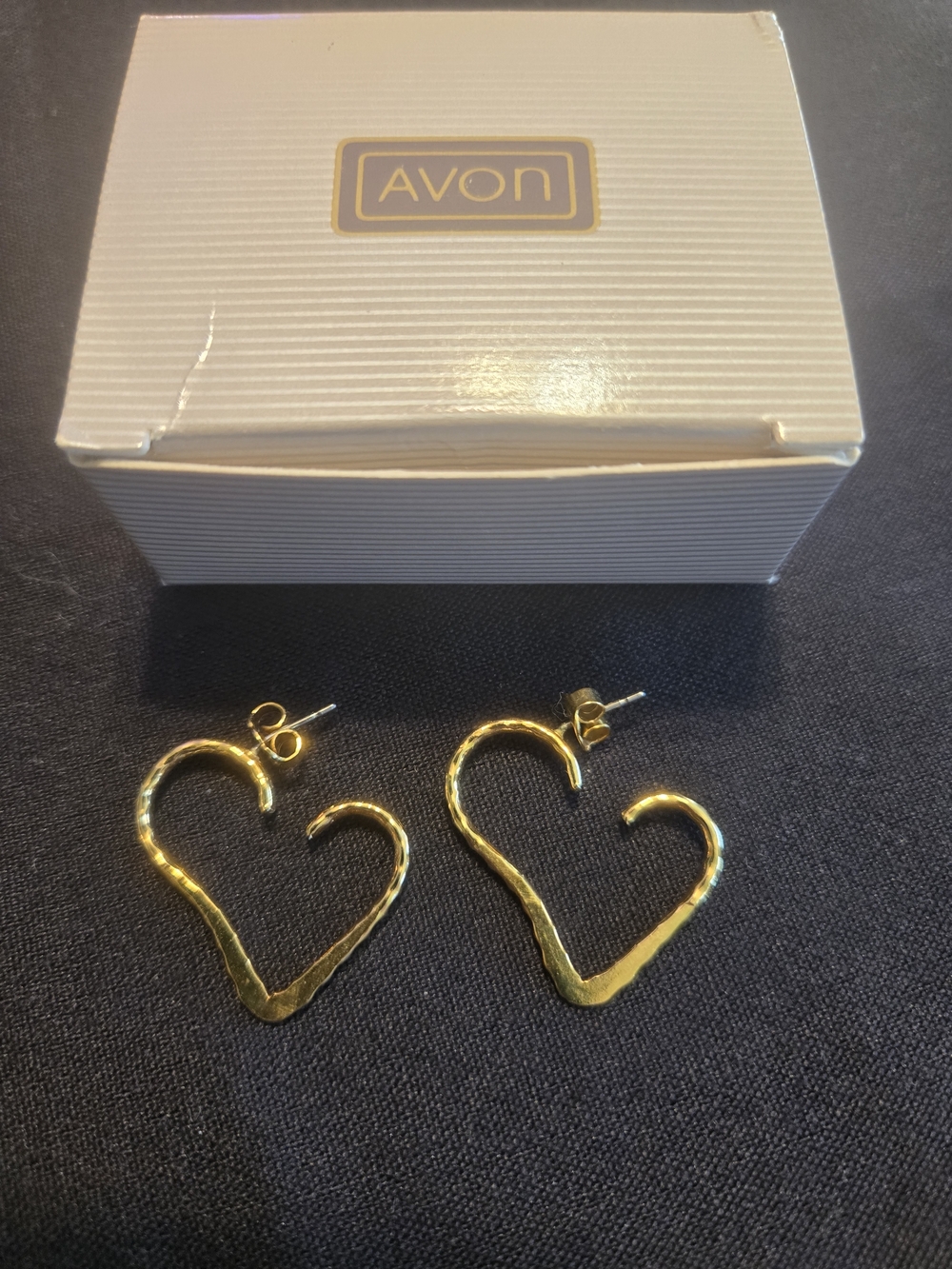 Avon Gold Heart-Shaped Hoop Earrings